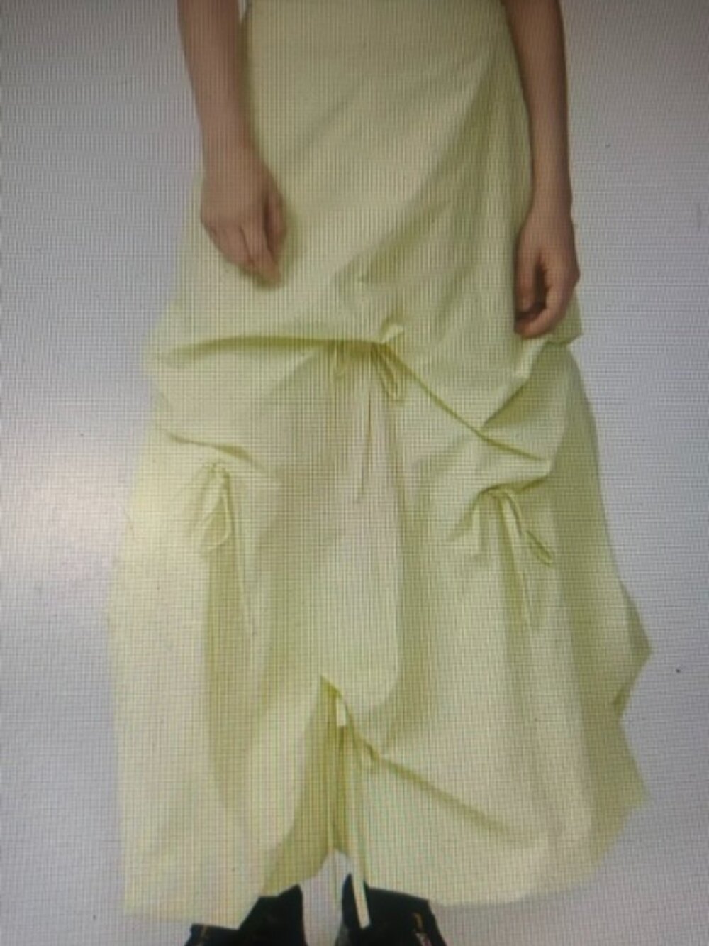 Urban Outfitters Fiona Pale Yellow Ruched Drawstring Tie Bubble Hem Skirt NEW